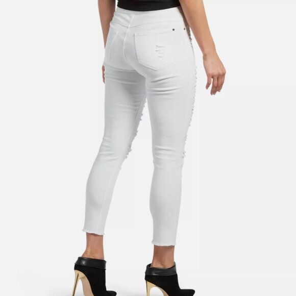 Zeza B by Hue Midnight Rinse Shredded Denim Skimmer Leggings Size Small ZL18066 - Picture 8 of 8